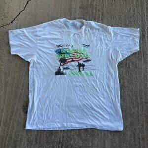 VINTAGE 80S OPERATION DESERT STORM T-SHIRT GRAPHIC WAR POLITICS MENS XXL